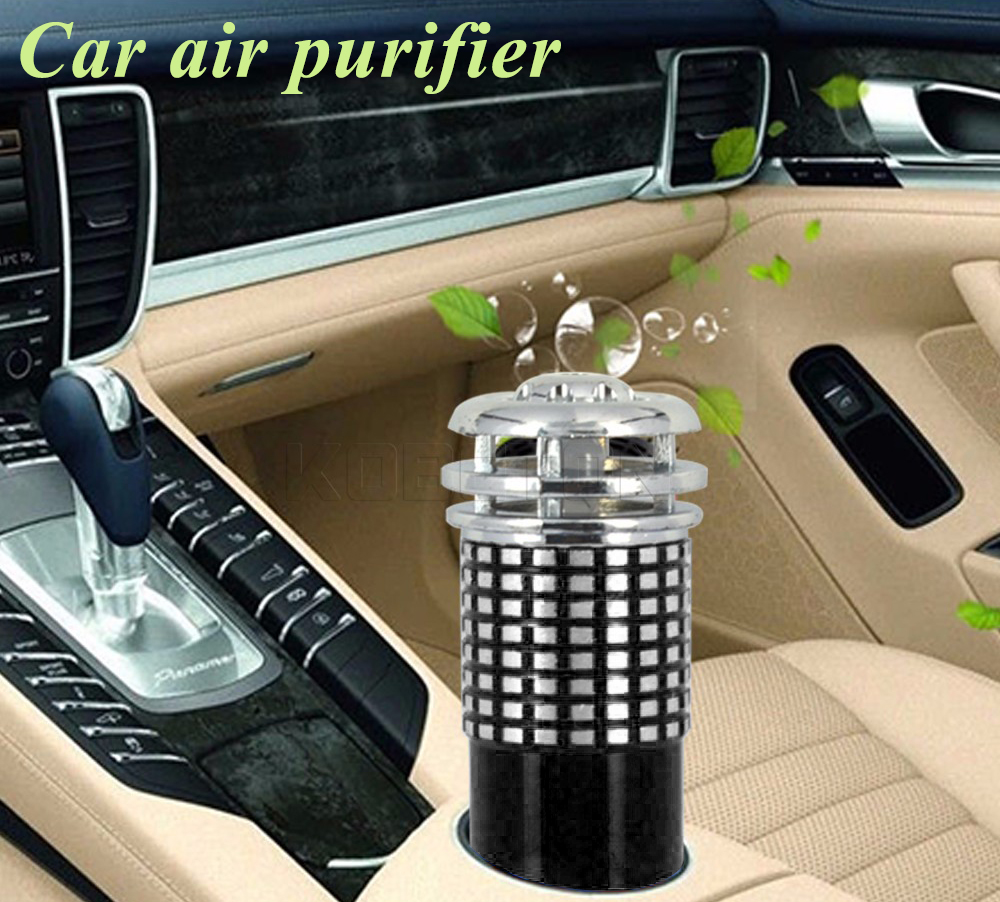Car Auto Air Purifier Air Freshener Oxygen Bar Ozone Ionizer Remove Smoke And Clean Air Black