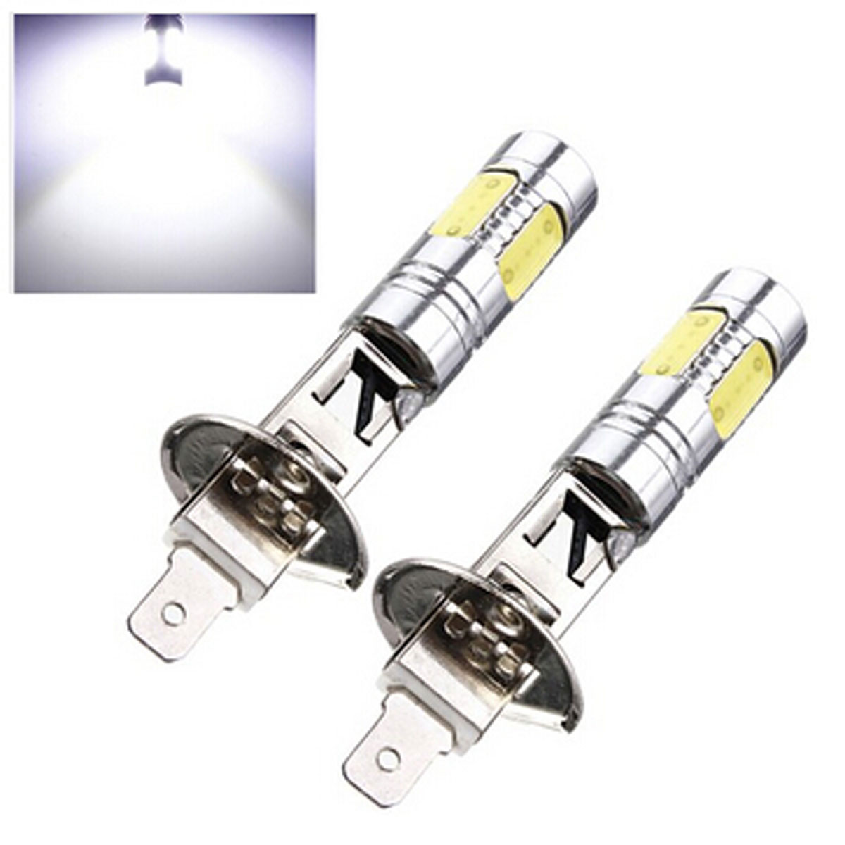 2X High Power H1 7.5W LED Car Vehicle Auto DRL COB Fog Running Headlight Head Lights Lamp Bulb White