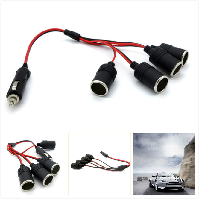 New 4 Ways Triple Car Cigaretter Lighter Splitter Female Socket Piug Power Adapter Connector