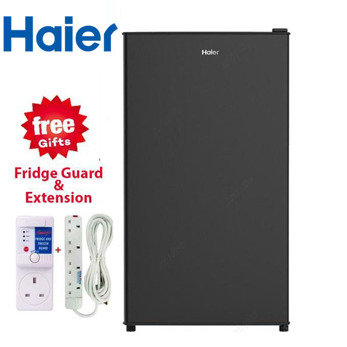 Haier HR-135BLUK2KE 90L Direct Cool Refrigerator, Single Door Mini Fridge, Energy Efficient, Low Power Consumption,Black+FREE FRIDGE GUARD+EXTENSION