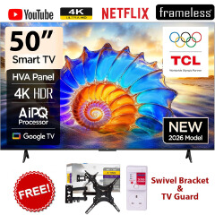 TCL 50V6D 50" Inch Smart Entertainment TV, 4K UHD, Google TV, Dolby Vision, Dolby Atmos, HDR10+, Game Master, Voice Control+FREE 360 BRACKET+TV GUARD+1YR WRTY