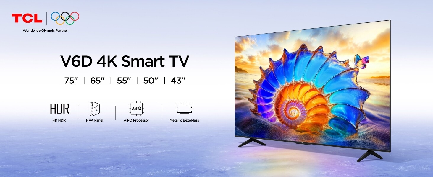 TCL 55V6D 55 Inch Google TV Smart Television, 4K Ultra HD Resolution, HDR10+, Dolby Vision, Dolby Atmos Audio, DTS Virtual:X, MEMCBluetooth, Voice Control, Game Master Mode+FREE 360 BRACKET+TV GUARD