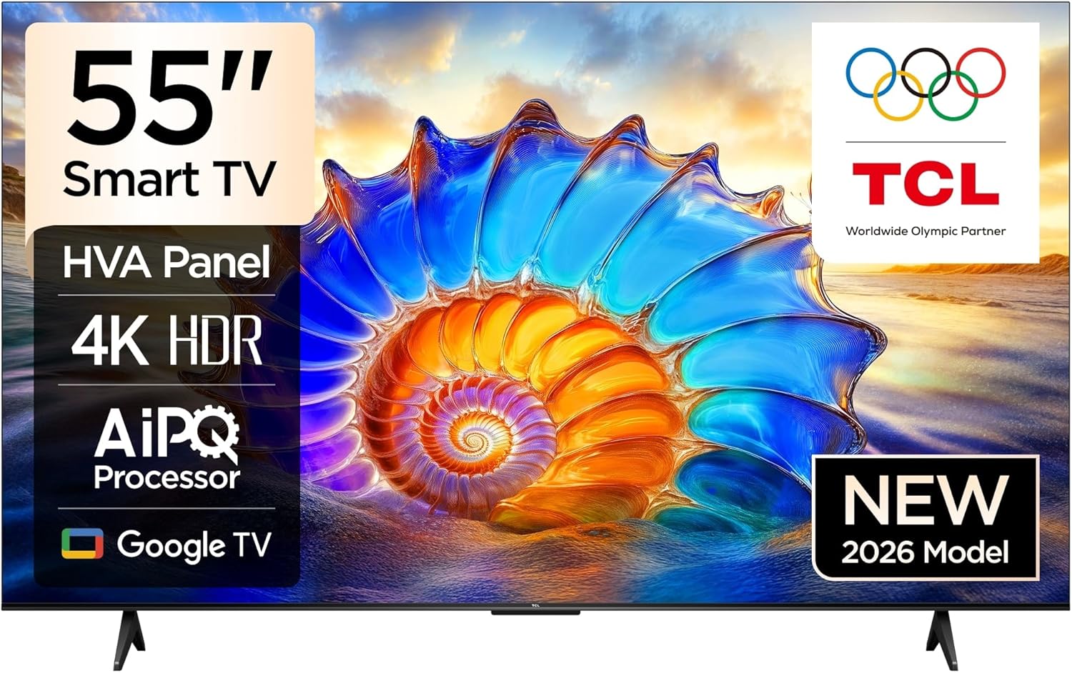 TCL 55V6D 55 Inch Google TV Smart Television, 4K Ultra HD Resolution, HDR10+, Dolby Vision, Dolby Atmos Audio, DTS Virtual:X, MEMCBluetooth, Voice Control, Game Master Mode+FREE 360 BRACKET+TV GUARD