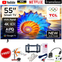 TCL 55V6D 55" Inch 4K UHD Google Smart TV, HDR10+, Dolby Vision, Dolby Atmos, Dynamic Color, DTS Virtual:X, MEMC Motion Engine,Screen Mirroring, Netflix,YouTube, Prime Video, Voice Search(1YR WRTY)