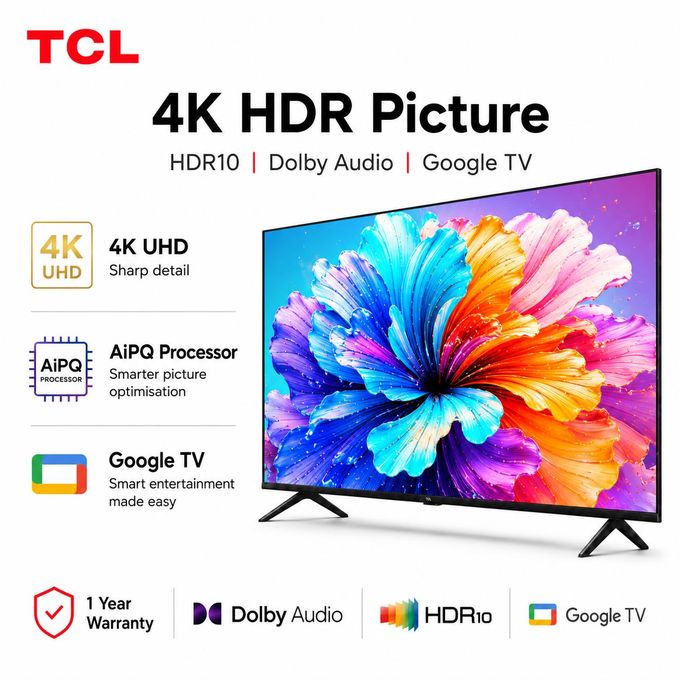 TCL 50'' INCH V6D 4K ULTRA HD GOOGLE TV, NETFLIX, BLUETOOTH TELEVISION-2026