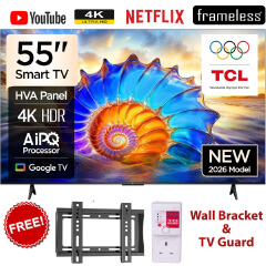 TCL 55V6D 2026 Model 55" Inch 4K UHD Smart Google TV  LED Display, Dolby Audio, WiFi, Bluetooth, Netflix, YouTube, Voice Control,1 Year Warranty