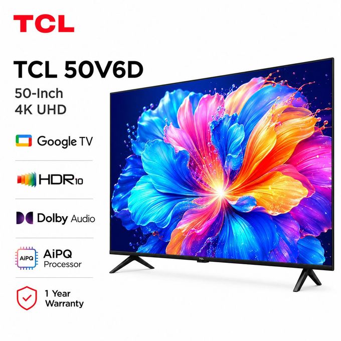 TCL 50'' INCH V6D 4K ULTRA HD GOOGLE TV, NETFLIX, BLUETOOTH TELEVISION-2026