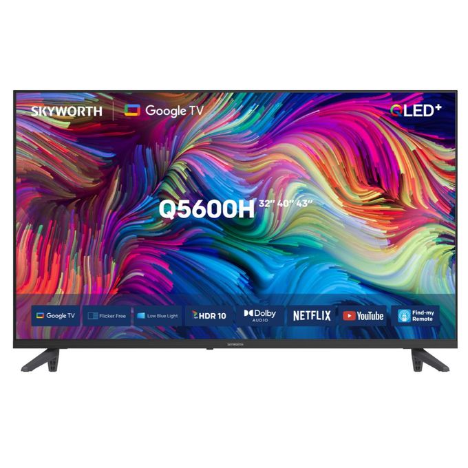 Skyworth 43Q5600H 43" Smart Google TV , 2K QLED Television with HDR Technology, Built-In WiFi, Bluetooth, Netflix, YouTube, Voice Control, Google Apps, Home Entertainment TV+3 FREE GIFTS+ 1YR Warranty