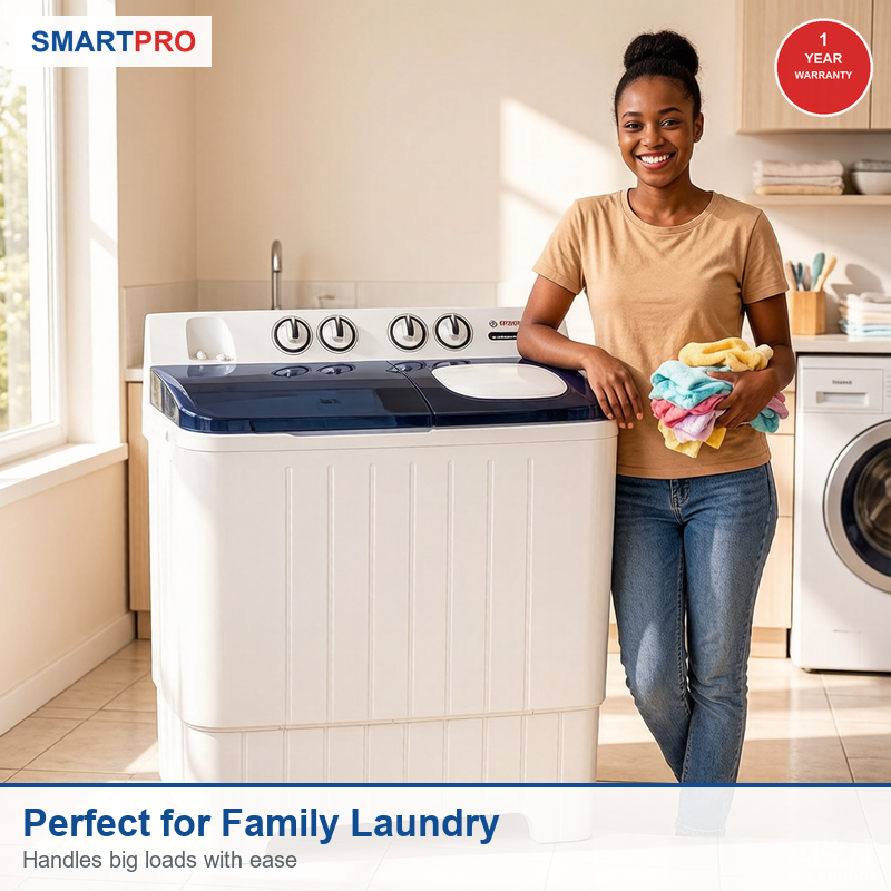 Smart Pro 8KG Twin Tub Washing Machine, Durable Top Load Design, Fast Wash & Spin (1YR Warranty)