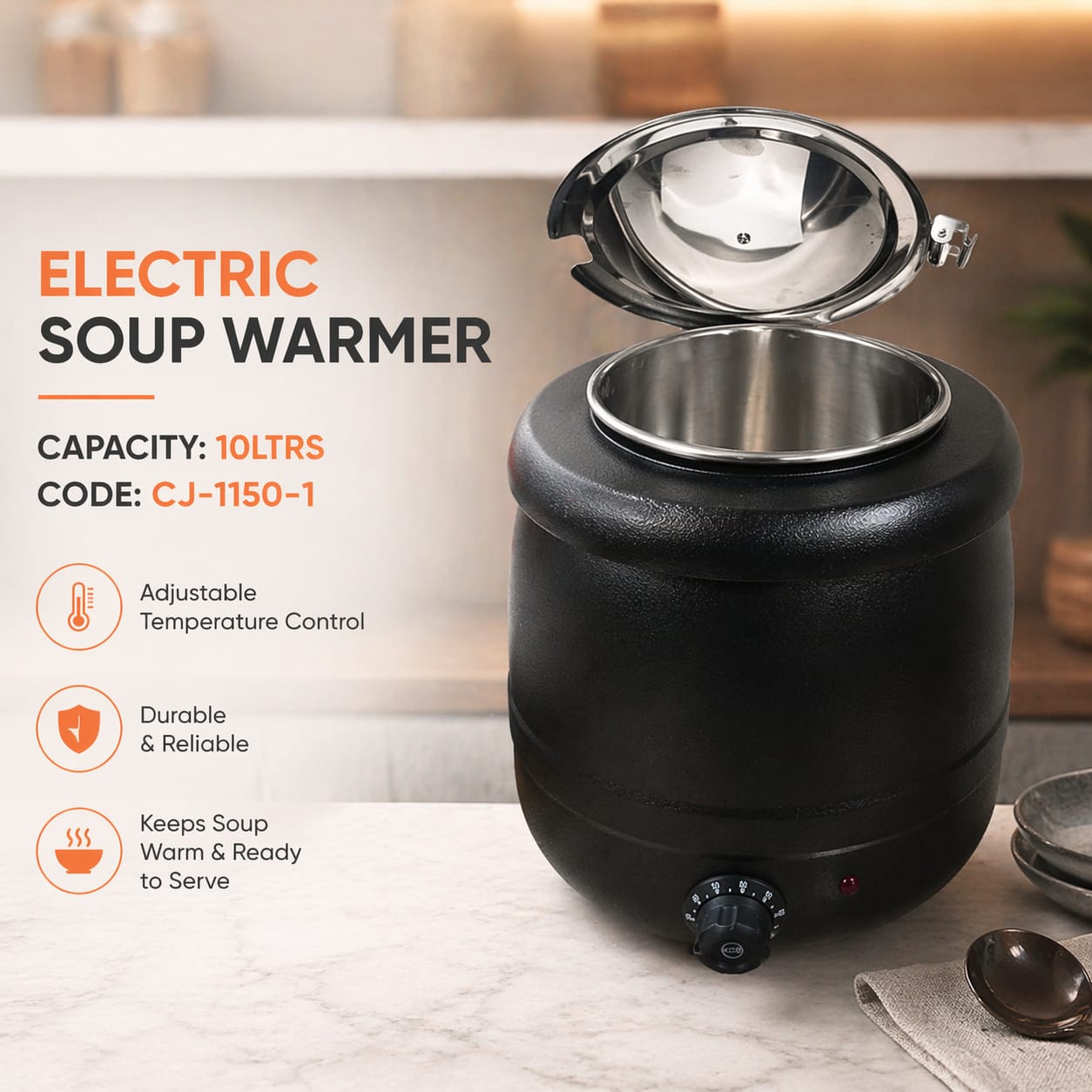 🎉 Hot Offer 🎉 10L Electric Soup Warmer – Stainless Steel Food Warmer with Temperature Control