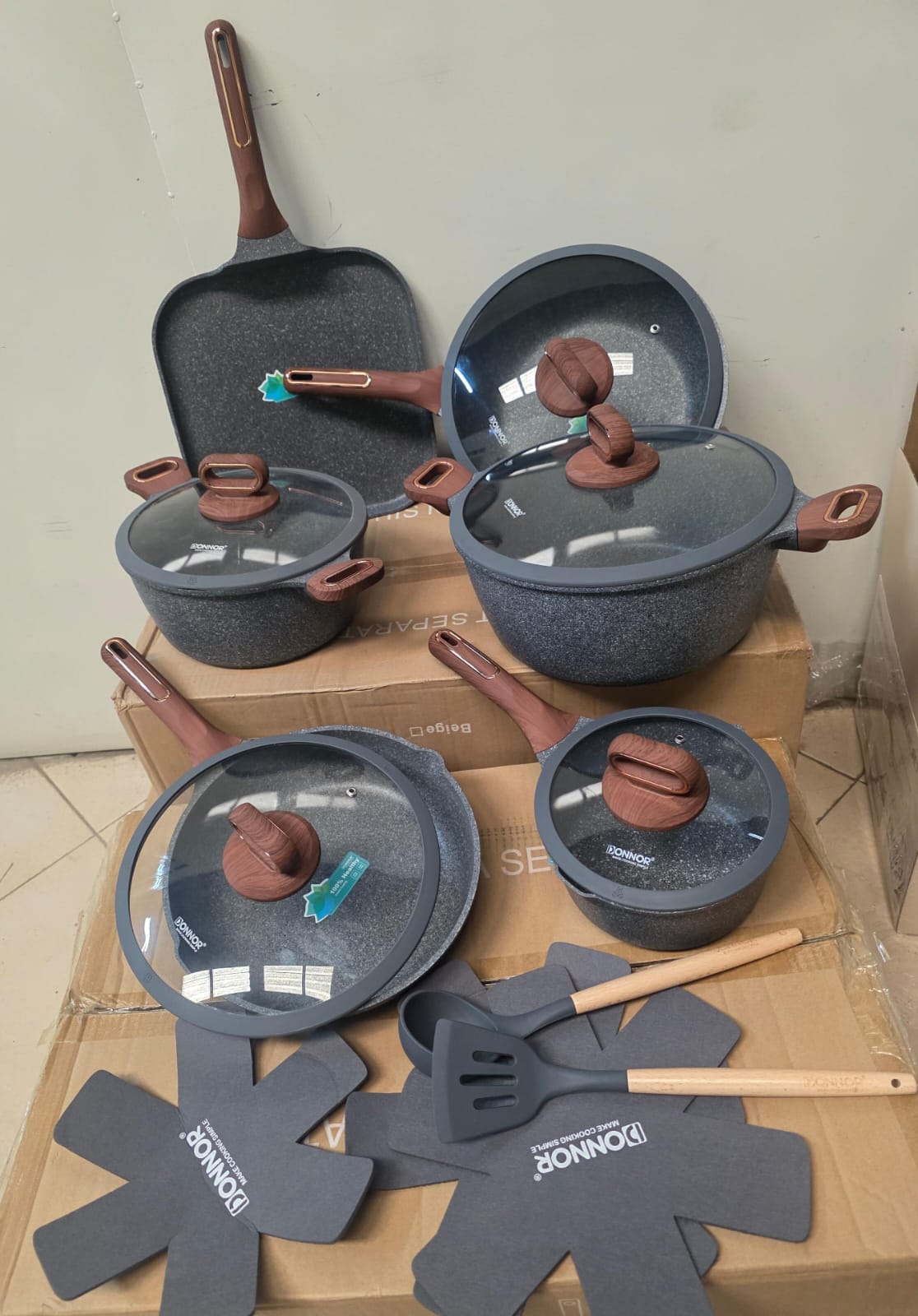 ✨ New Inn Berry 16-Piece Premium Non-Stick Cookware Set | Germany Technology Granite Pots, Frying Pans & Griddle | Unique & Classy Dining Resource ✅