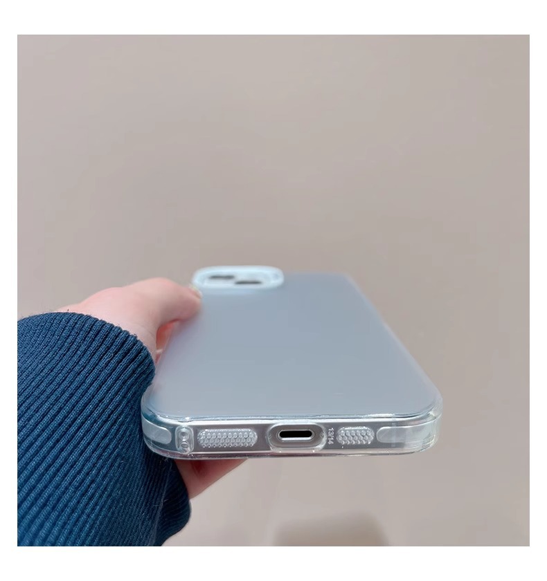 Matte Semi-transparent Shockproof Phone Case For iPhone 17 16 15 14 13 12 Pro Max  Color Contrast Camera Frame Soft Protective Cover