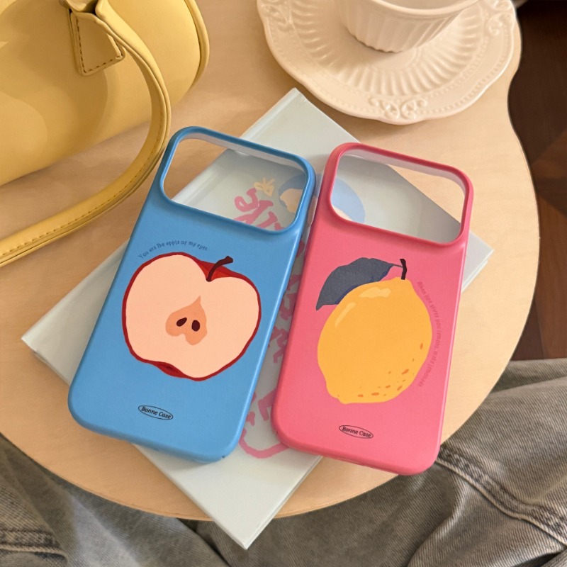 Cute Fruit Phone Case for iPhone 17 16 15 Anti Slip PC Hard Cover with Apple Lemon Pear Design Mobile Accessories