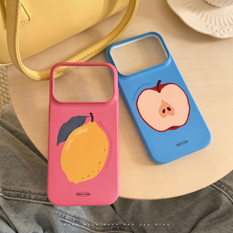 Cute Fruit Phone Case for iPhone 17 16 15 Anti Slip PC Hard Cover with Apple Lemon Pear Design Mobile Accessories