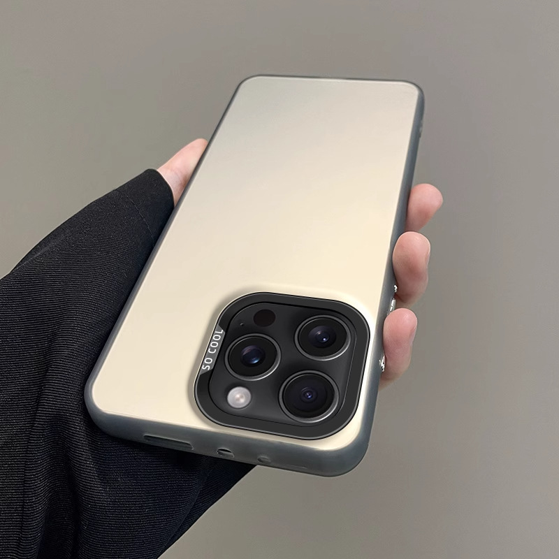 Matte Semi-transparent Shockproof Phone Case For iPhone 17 16 15 14 13 12 Pro Max  Color Contrast Camera Frame Soft Protective Cover