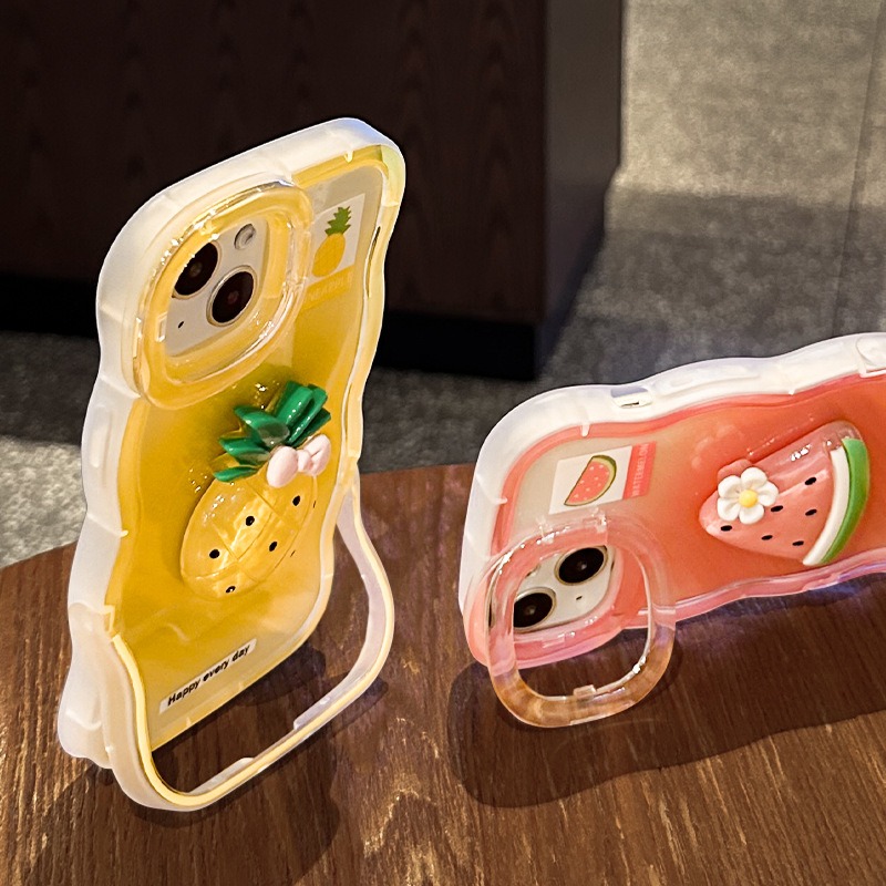 Cute Fruit Phone Case for iPhone 17 16 15 Anti Slip PC Hard Cover With Watermelon Peach Pineapple Design Mobile Accessories