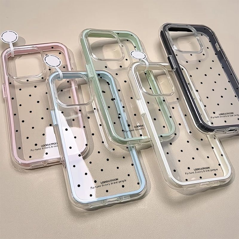 Cute Black Polka Dot Phone Case for iPhone  Case For iPhone17 17pro 16 16pro 15 Case Cover For iPhone Transparent Phone Case Phone Cover