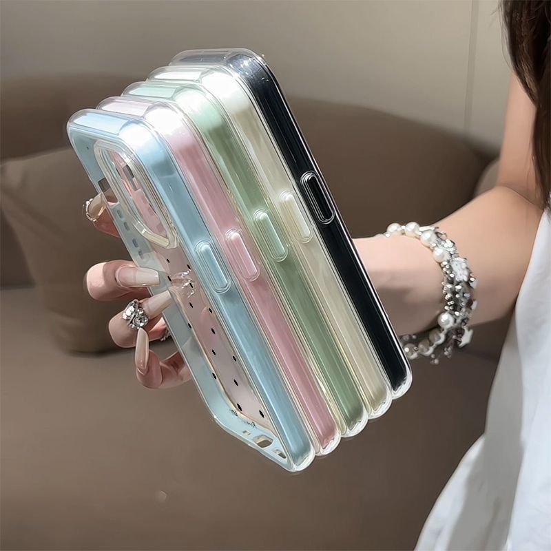 Cute Black Polka Dot Phone Case for iPhone  Case For iPhone17 17pro 16 16pro 15 Case Cover For iPhone Transparent Phone Case Phone Cover