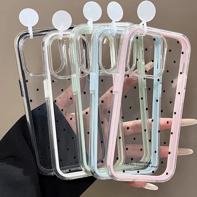 Cute Black Polka Dot Phone Case for iPhone  Case For iPhone17 17pro 16 16pro 15 Case Cover For iPhone Transparent Phone Case Phone Cover