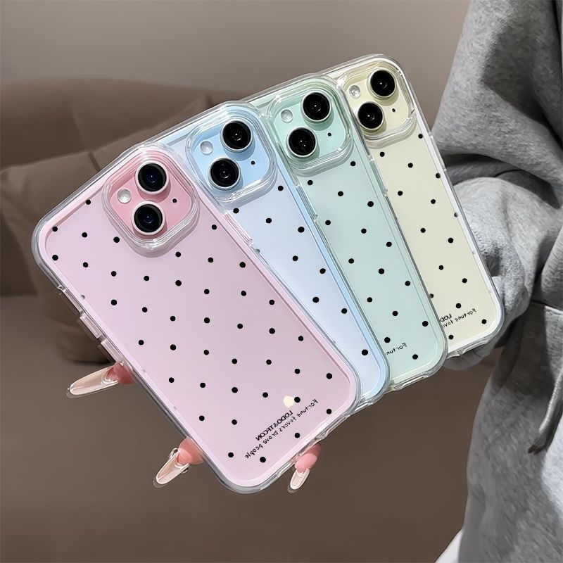Cute Black Polka Dot Phone Case for iPhone  Case For iPhone17 17pro 16 16pro 15 Case Cover For iPhone Transparent Phone Case Phone Cover