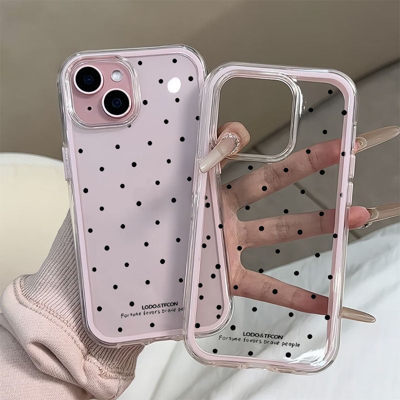 Cute Black Polka Dot Phone Case for iPhone  Case For iPhone17 17pro 16 16pro 15 Case Cover For iPhone Transparent Phone Case Phone Cover