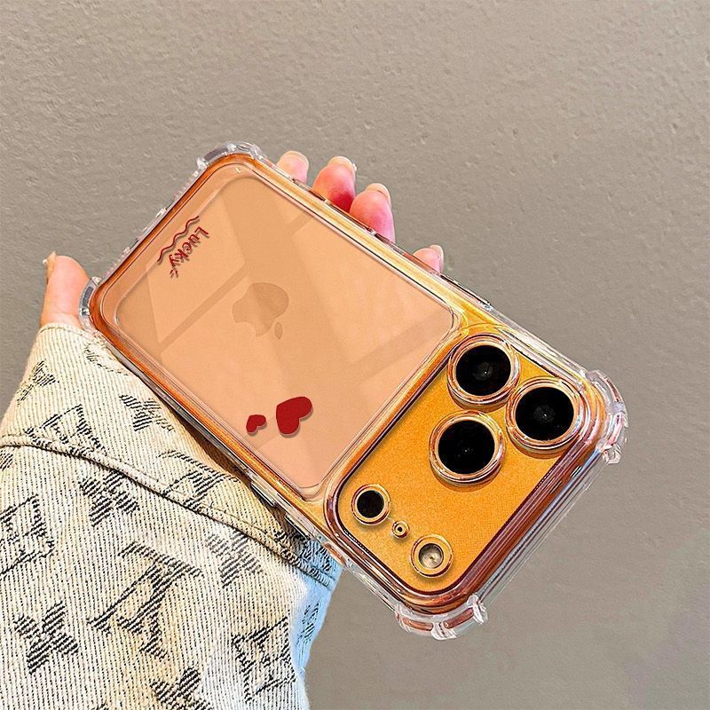 Transparent Shockproof TPU Case for iPhone 18 18pro 17 16 Clear Heart Print Phone Case for iPhone 14 13 12 Pro Max Transparent Shockproof TPU Case
