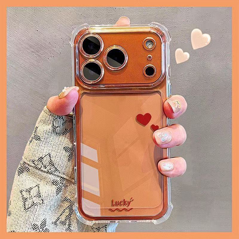 Transparent Shockproof TPU Case for iPhone 18 18pro 17 16 Clear Heart Print Phone Case for iPhone 14 13 12 Pro Max Transparent Shockproof TPU Case