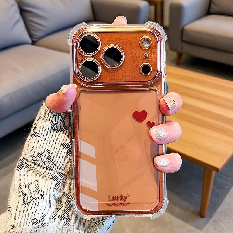 Transparent Shockproof TPU Case for iPhone 18 18pro 17 16 Clear Heart Print Phone Case for iPhone 14 13 12 Pro Max Transparent Shockproof TPU Case