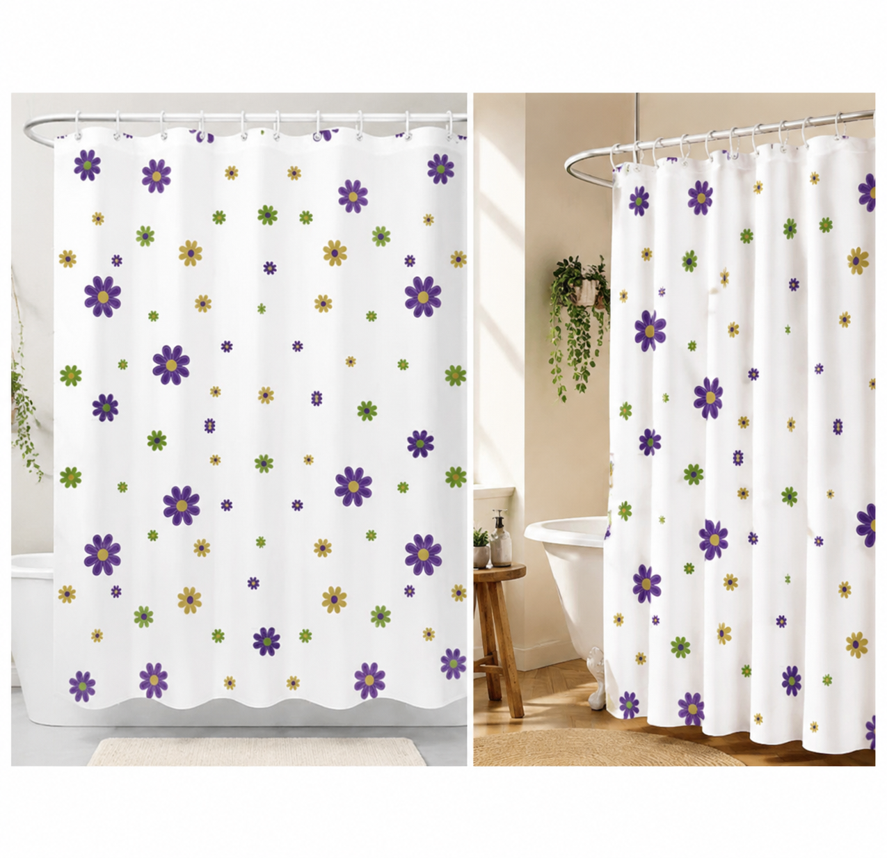 Waterproof Shower Curtain Liner Transparent Mildew Curtains Bath Decor with Curtain Hook