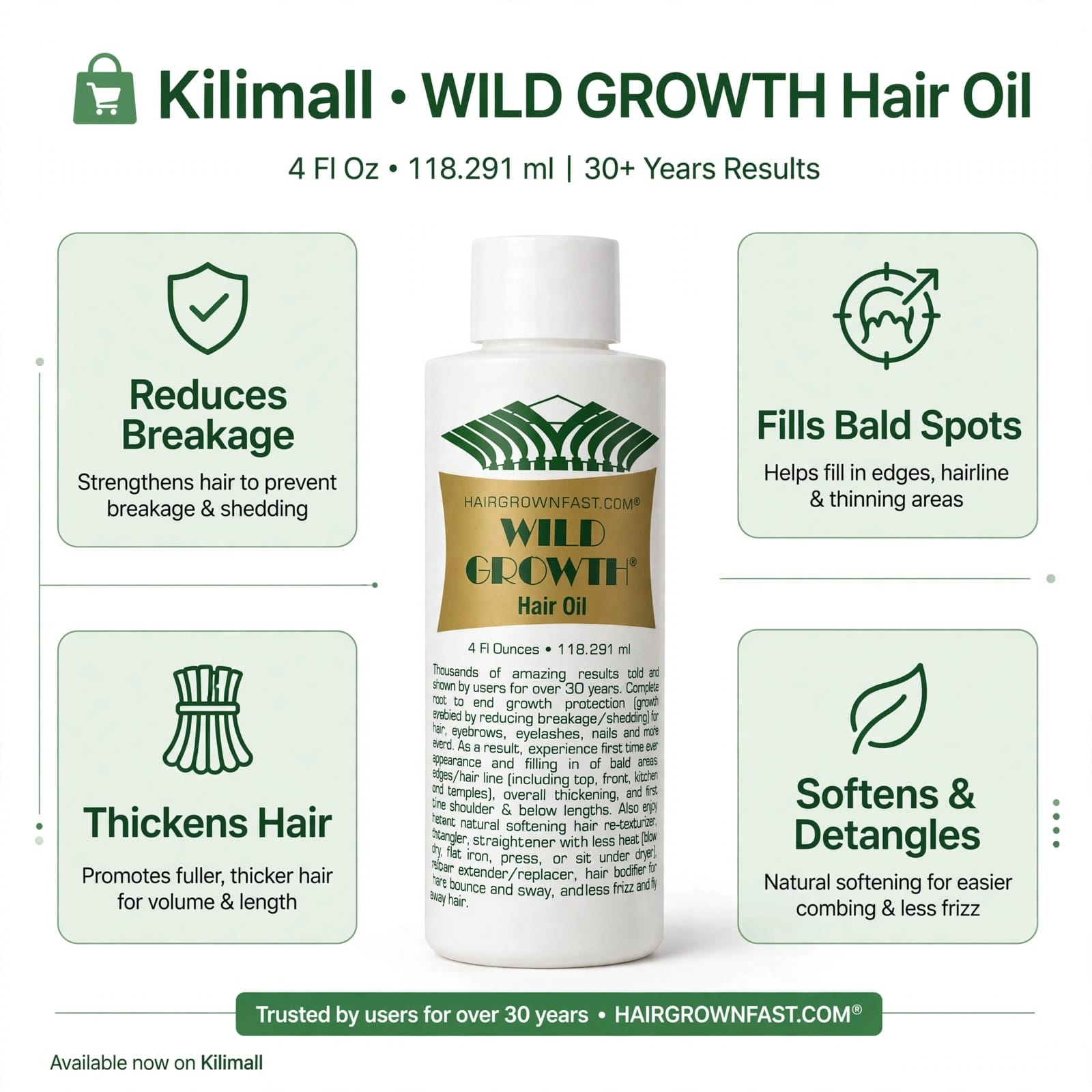 Wild Growth Hair Oil 4oz Hair Treatment Oil For Hair Growth Moisturizing Scalp & Hair Care