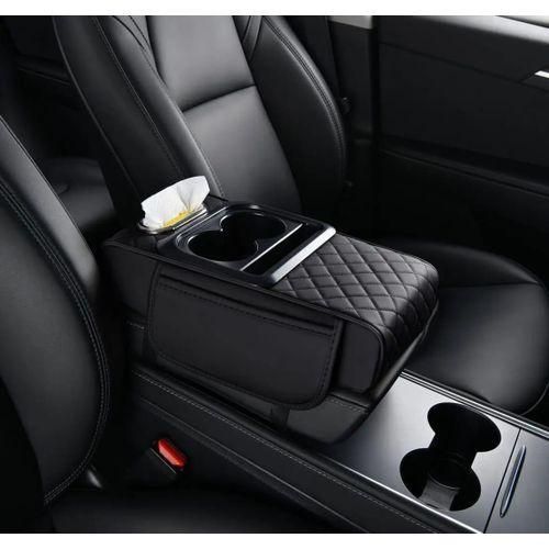 Car Armrest Cushion, Multifunctional Car Center Console Cover, 5-in-1 Automotive Center Console Cover with Storage Box, Cup Holder, Tissue Box and Phone Slot, Universal for Most Cars