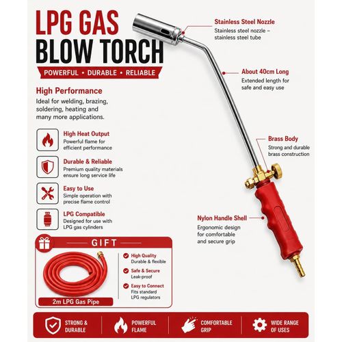 LPG Blow Torch - Blue Gas Heating Tool, 2kg, Multi-Use