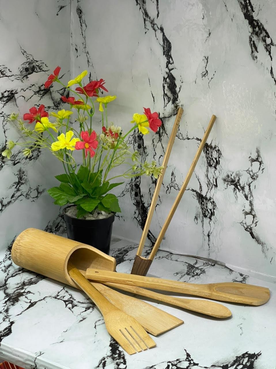 Premium Bamboo Mwiko Set (3–5 Piece Set) 🌿 Eco-Friendly, Durable & Non-Stick Safe Cooking Spoons | Heat-Resistant Wooden Utensils for Kitchen Perfection | Natural, Sustainable & Easy-to-Clean Design