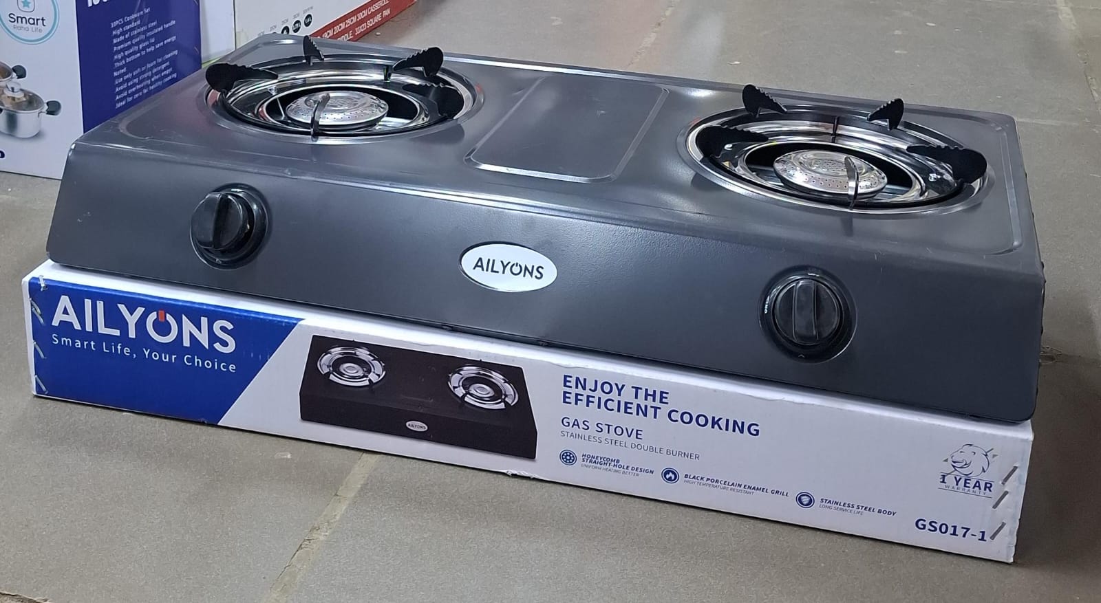 Ailyons 2-Burner Steel Gas Cooker 🔥 (Home Appliances & Kitchenware)The Ailyons 2-Burner Steel Gas Cooker is a durable and reliable countertop cooking appliance designed for everyday kitchen use. Feat