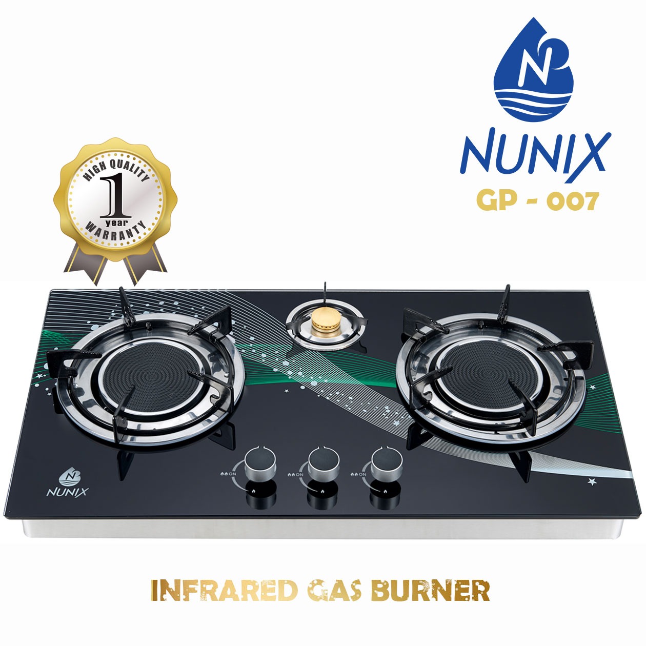 Nunix 3-Burner Infrared Cooker 🔥 (Home Appliances & Kitchenware)The Nunix 3-Burner Infrared Cooker is a high-capacity, modern countertop cooking appliance designed for larger households, apartments,