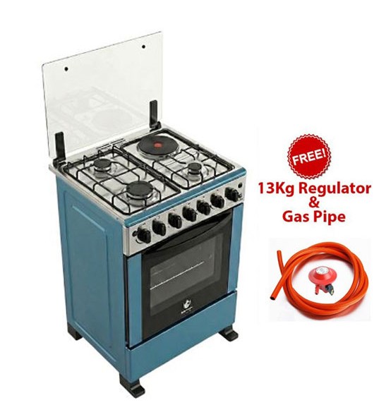 EUROKEN 60 x 60, 3 Gas Jet Burners + 1 Rapid Hot Plate, Electric Oven Standing Cooker + GIFTS