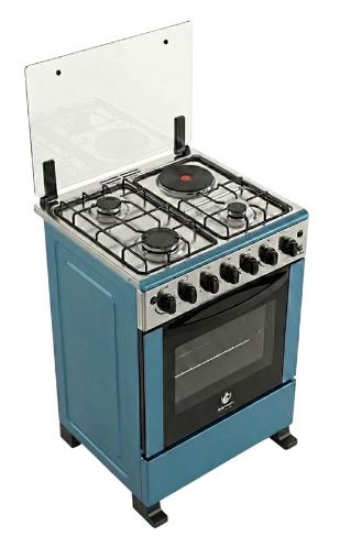 EUROKEN 60cm x 60cm, 3 Gas Jet Burners + 1 Rapid Hot Plate, Electric Oven Standing Cooker