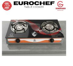 EUROCHEF 2-Burner Tempered Glass Top Gas Cooker