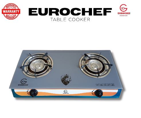 Eurochef Double Burner Tempered Glass Top Gas Cooker