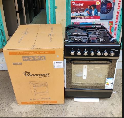 RAMTONS 60 x 60, 3 Gas Burners + 1 Rapid Hot Plate, Electric Oven Free Standing Cooker