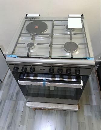 VON 60 X 60, 3 Gas Jet Burners + 1 Hot Plate Standing Cooker, FLAME FAILURE SAFETY & TURBO FAN, Electric Oven Cooker