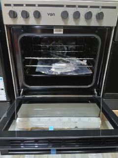 VON 60 X 60, 3 Gas Jet Burners + 1 Hot Plate Standing Cooker, FLAME FAILURE SAFETY & TURBO FAN, Electric Oven Cooker