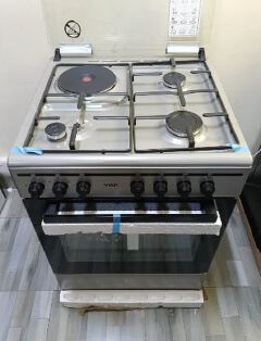VON 60 X 60, 3 Gas Jet Burners + 1 Hot Plate Standing Cooker, FLAME FAILURE SAFETY & TURBO FAN, Electric Oven Cooker