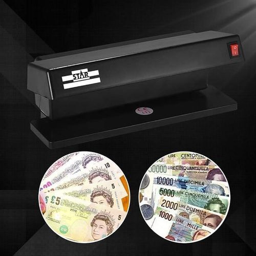 Portable UV Counterfeit Money Detector Fake Note Checker for All Currencies Cash Verification Bank Office Shop Black