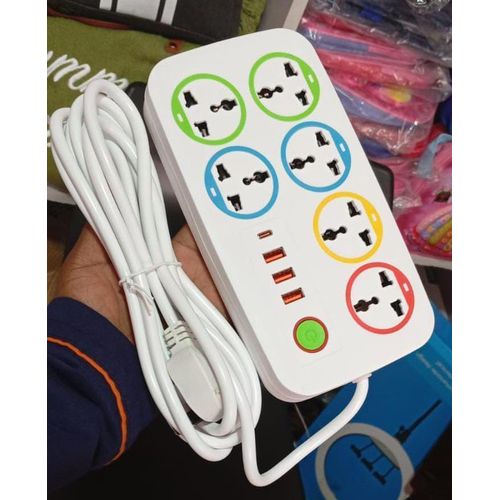 Power Socket Extension Cable with 6 Socket & 4 USB Charging Port