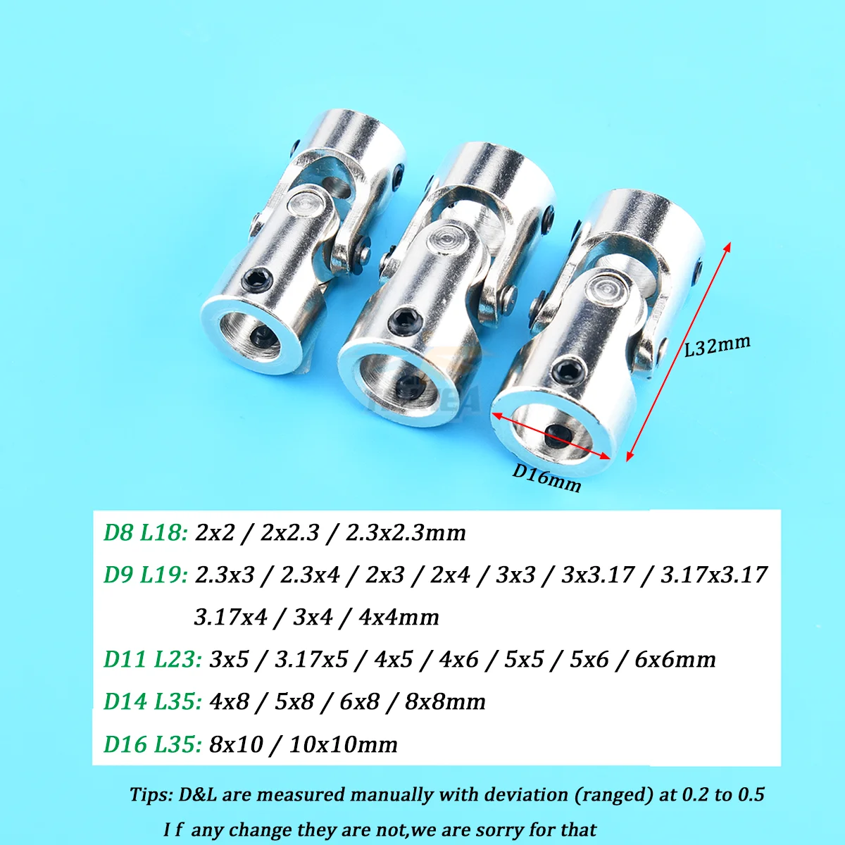 Rc Boat Car Metal Cardan Joint 2mm/2.3mm/3mm/3.175mm/4mm/5mm/6/8/10/12mm Gimbal Couplings Shaft Motor Connector Universal Joint