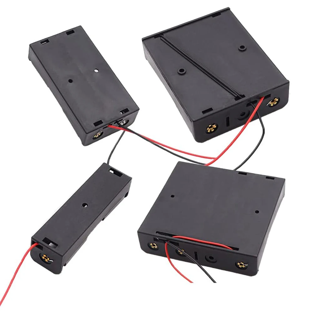 1pc/10pcs 18650 Battery Holder Box 1 Slot 2 Slot 3 Slot 4 Slot 3.7V Battery Storage Case 1/2/3/4 Cell Plastic Container with Connect Black Red Wires