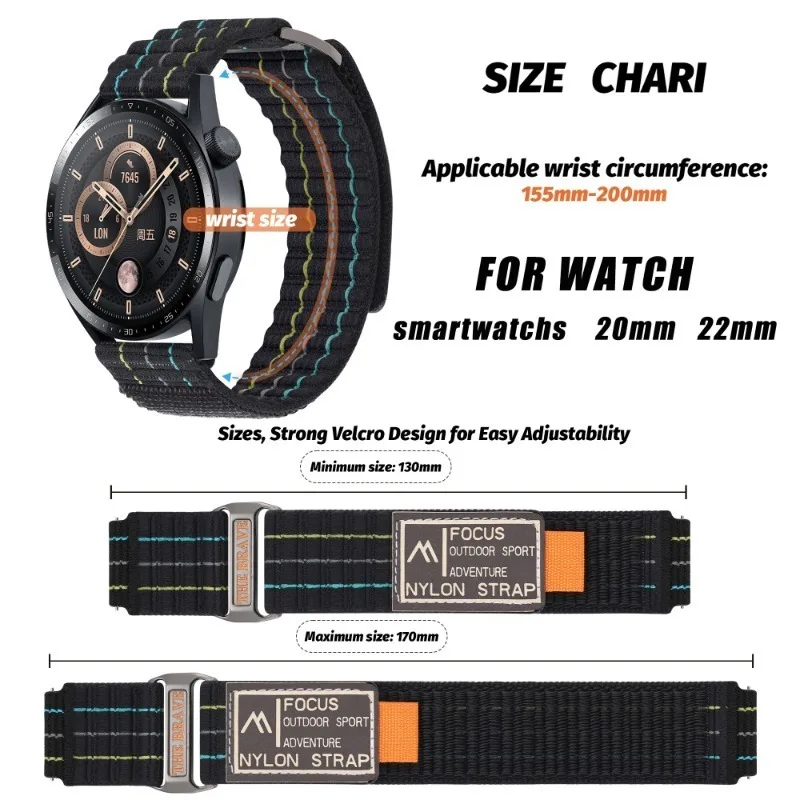 20mm 22mm Nylon Loop Strap For Garmin Venu 3/2/Vivoactive 4/5/6 band For Forerunner 570/965/165/265/255 Bracelet Venu Watchband
