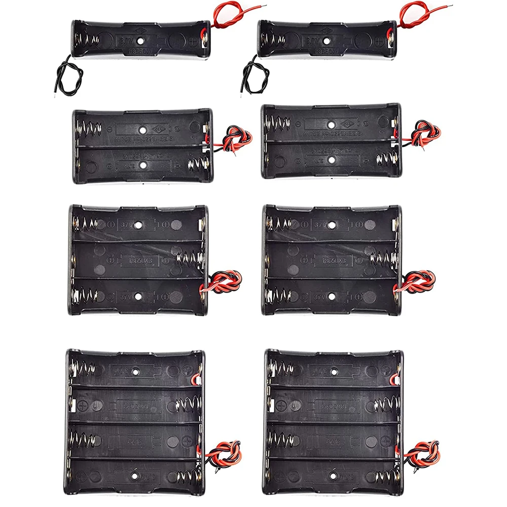1pc/10pcs 18650 Battery Holder Box 1 Slot 2 Slot 3 Slot 4 Slot 3.7V Battery Storage Case 1/2/3/4 Cell Plastic Container with Connect Black Red Wires