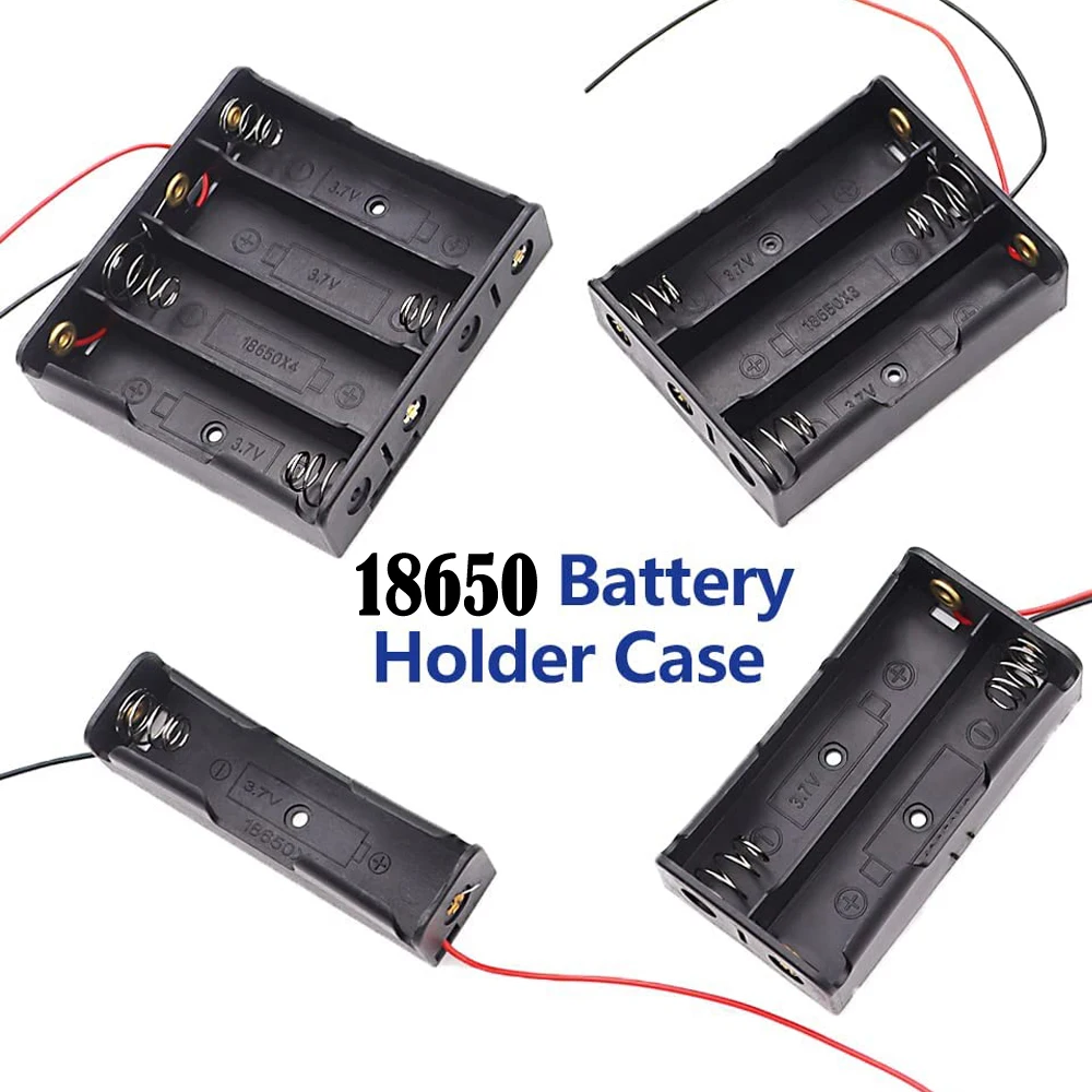 1pc/10pcs 18650 Battery Holder Box 1 Slot 2 Slot 3 Slot 4 Slot 3.7V Battery Storage Case 1/2/3/4 Cell Plastic Container with Connect Black Red Wires